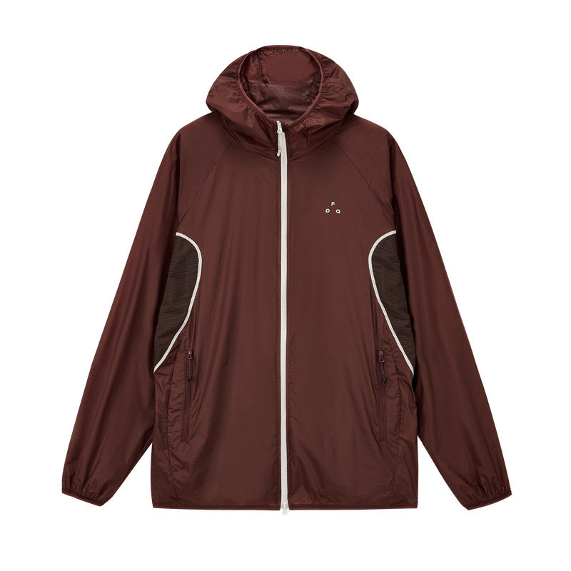 FPA Plaid Mesh Breathable Sun Protection Jacket with Contrast Color, Summer Outdoor Couple Hooded UV Jacket