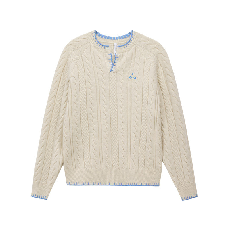 FPA Henry Neck Casual Pullover Sweater – Retro V-Neck Design, Premium Knit Couple Sweater for Spring & Autumn
