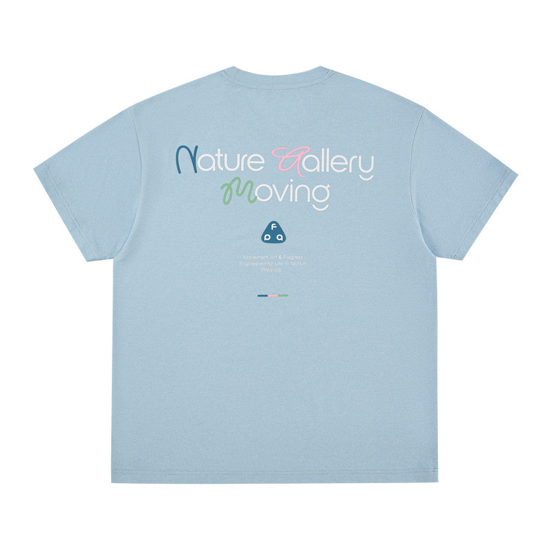FPA Color-Block Slogan Dopamine Sports T-Shirt Summer Crew Neck Surf Print Couple Style Casual Short Sleeve