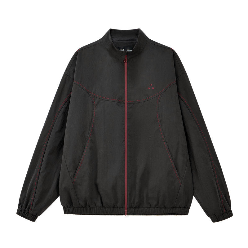 FPA Cotton-Nylon Contrast Stitch Stand Collar Casual Jacket 2026 New Autumn Sports Zip-Up Hooded Coat for Men