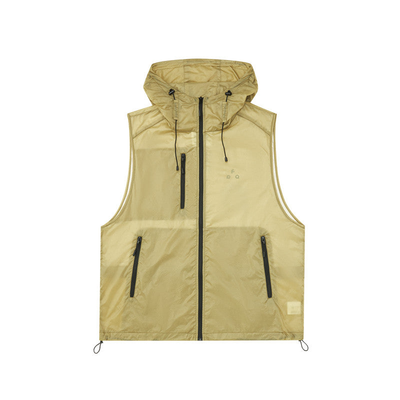 FPA Sports UPF40+ Lightweight Hooded Vest - Chinese Streetwear Summer American Style Thin Sleeveless Jacket for Men