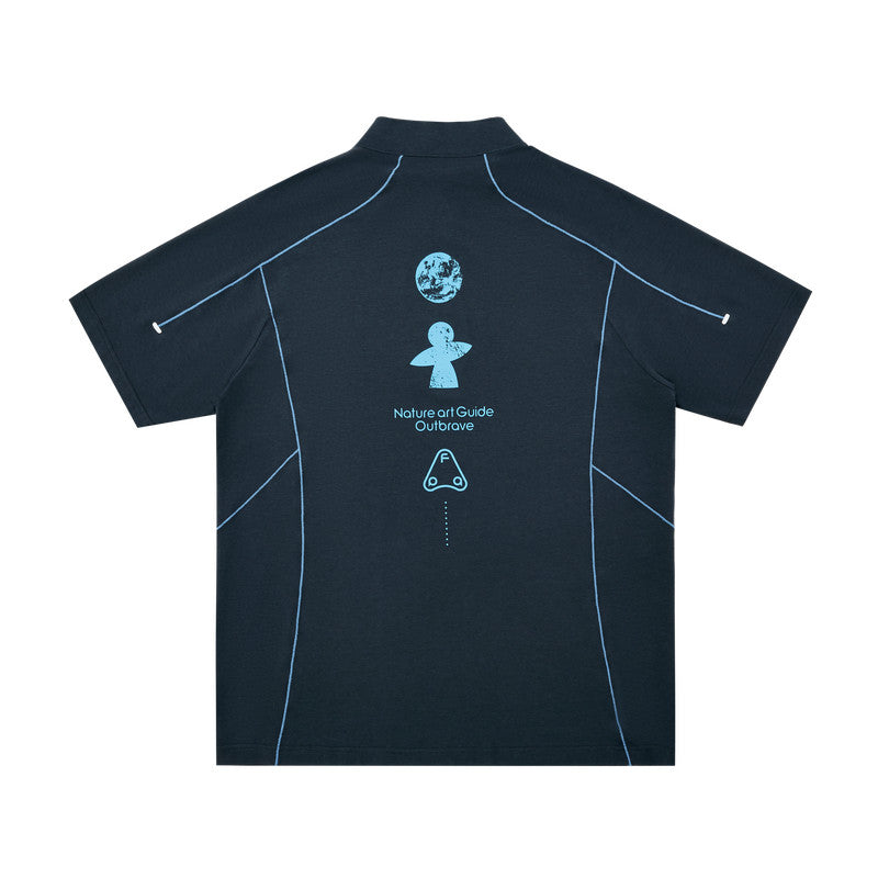 FPA Half-Zip Breathable Cycling Reflective Short Sleeve Outdoor Sports Fitness Summer Printed Casual T-Shirt for Men