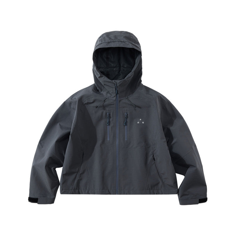 FPA Rain Shield Sealed Seam Three-Layer Protective Hard Shell Outdoor Short Hooded Jacket - Chinese Trend Sports Mountaineering Jacket for Women