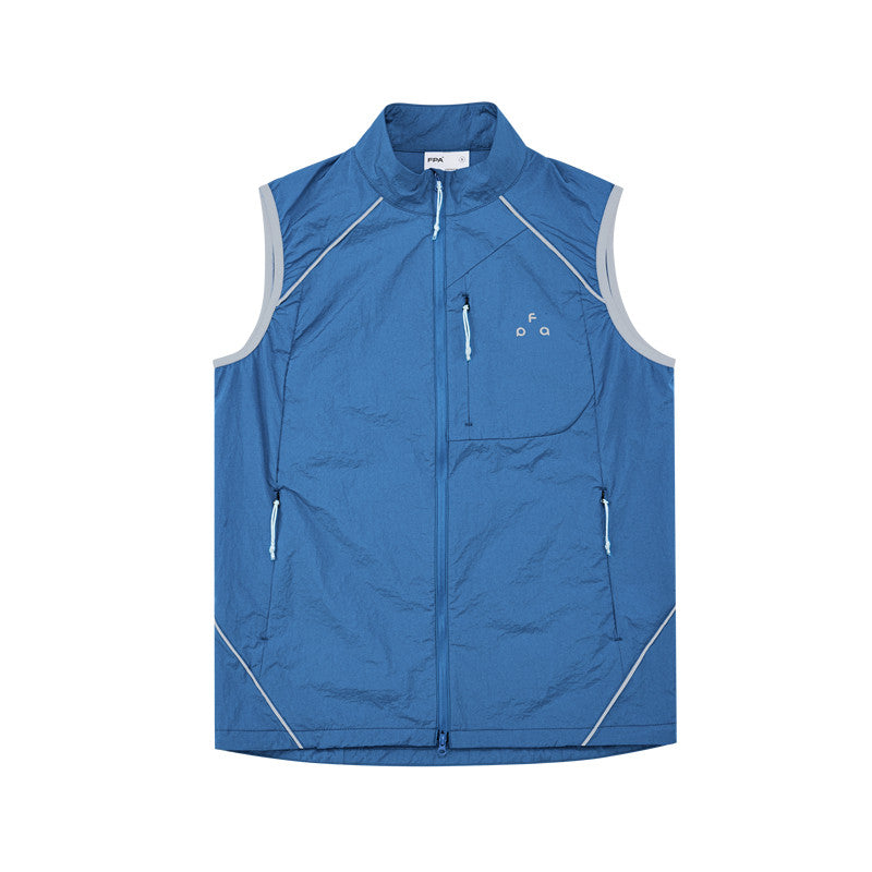 FPA Water-Repellent Sports Vest – Lightweight Summer Zip-Up Contrast Color Unisex Sleeveless Tank Top