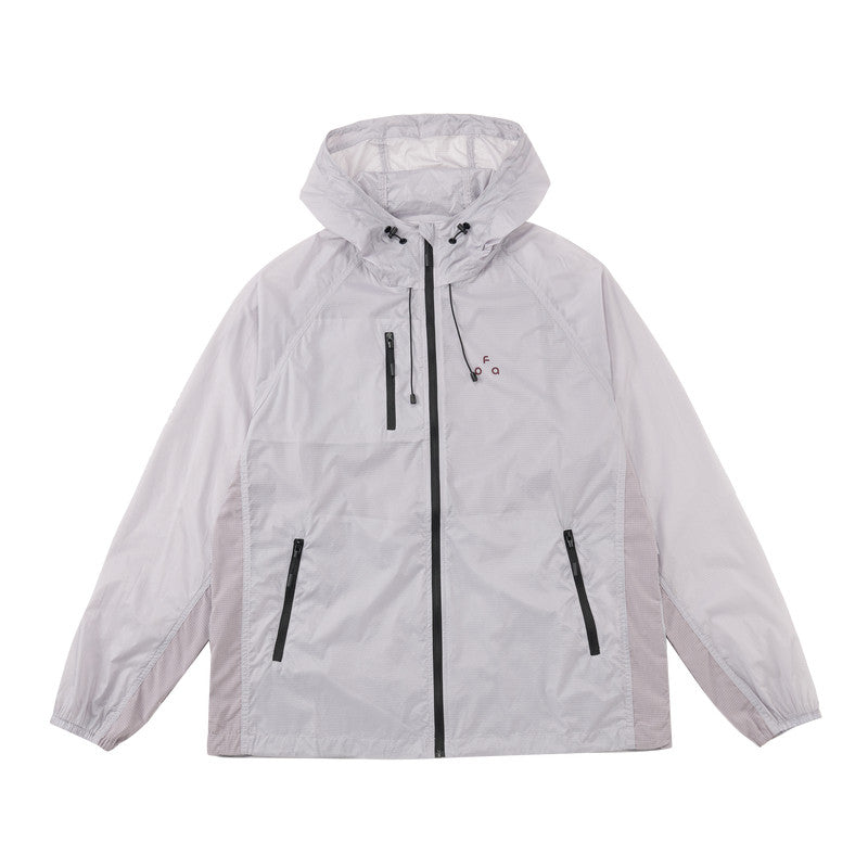 FPA Outdoor Lightweight Plaid UPF50+ Sun Protection Jacket - Chinese Street Style Unisex Loose Fit Thin Hooded Coat