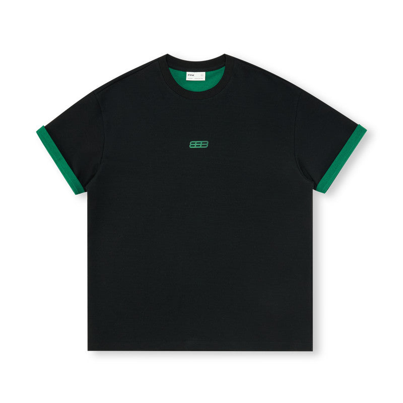 FPA Two-Tone Reversible Sleeve Sports Short Sleeve T-Shirt, Retro Chinese Style, Round Neck, Relaxed Fit, Summer Unisex Tee