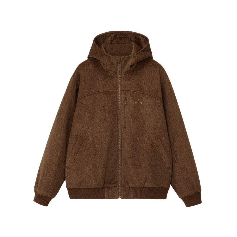 FPA Hooded Relaxed Fit Suede Bio-Fleece Zip-Up Jacket