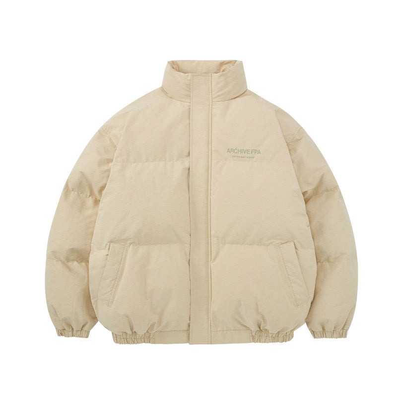 FPA Winter Thickened Stand Collar Cotton Jacket, Chinese Streetwear Premium Couple Style Puffer Cotton Coat for Men