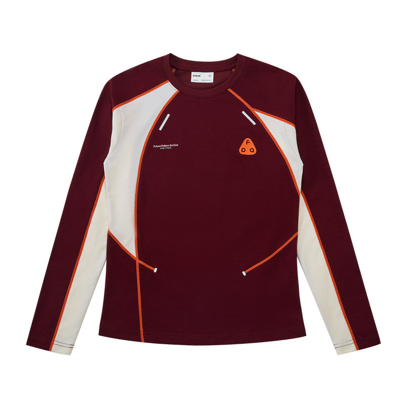 FPA Women's Long-Sleeve Color-Block Athletic T-Shirt, 2026 Fall New Arrival, National-Chic Slim Fit Crew Neck Casual Tee