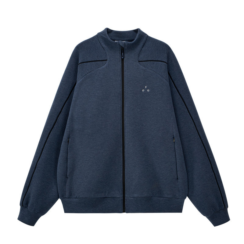 FPA Light Fleece Double-Sided Space Cotton Stand Collar Hoodie - Spring/Fall Sports Color-Block Zipper Casual Cardigan for Men