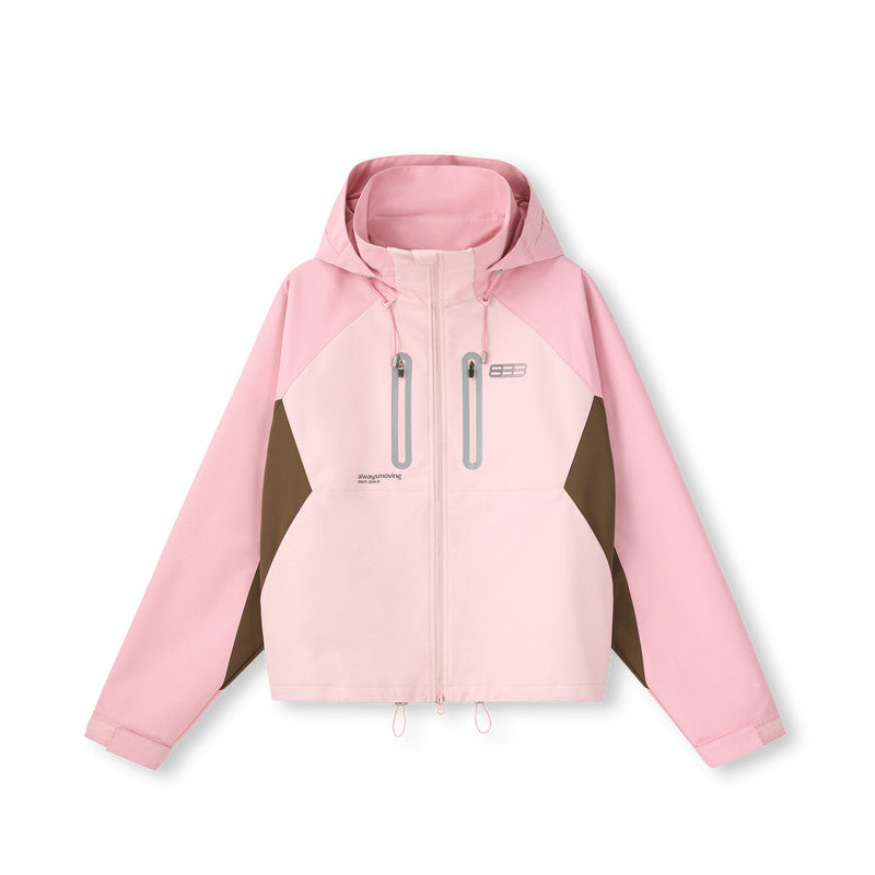 FPA Three-Proof Cocoon-Shaped Color-Block Outdoor Sports Mountaineering Windbreaker Jacket