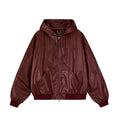 FPA Oversized Hooded PU Leather Jacket 2026 New Streetwear Trend Loose Fit Autumn Short Coat