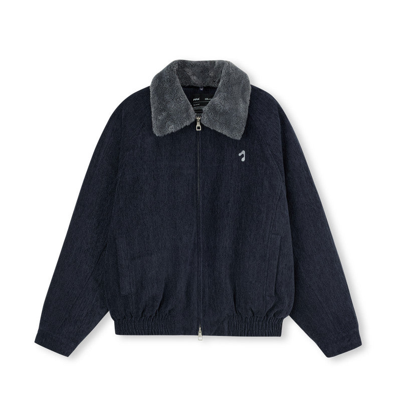 FPA Detachable Fur Collar Chenille Quilted Flight Jacket – Unisex Loose Fit Bomber for Fall/Winter
