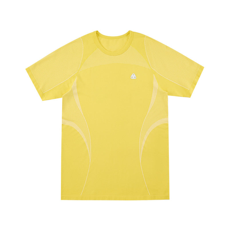 FPA Contrast Color Line Texture Knit Short Sleeve T-Shirt 2026 New Summer Style Premium Athletic Fitness Tee for Men