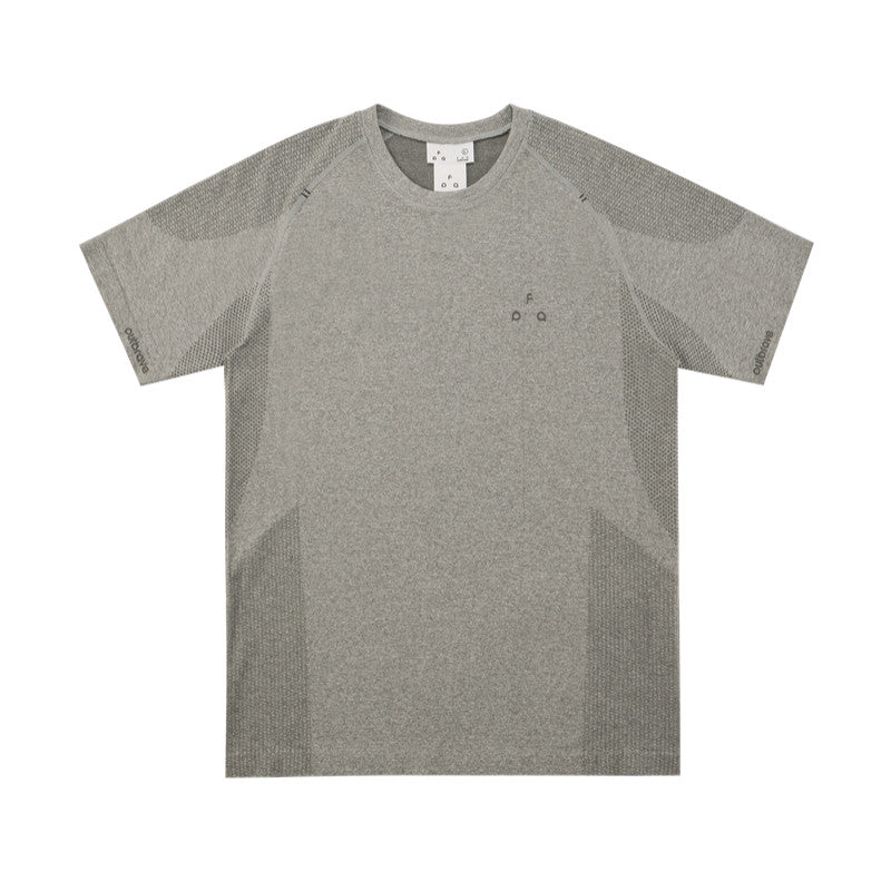 FPA One-Piece Knit Texture Short Sleeve T-Shirt for Men - Summer Round Neck Contrast Color Fitness Outdoor Sports Tee