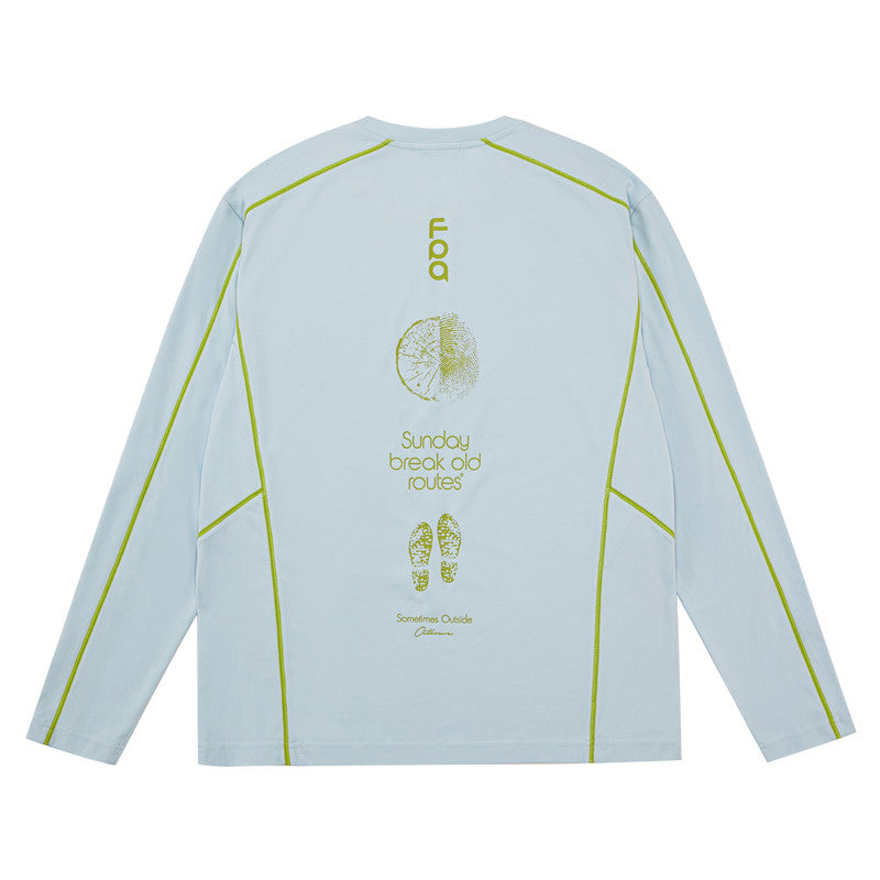 FPA Lightweight Sun-Protective Quick-Dry Long-Sleeve Outdoor Sports Hiking Crew Neck Printed Couple T-Shirt for Men