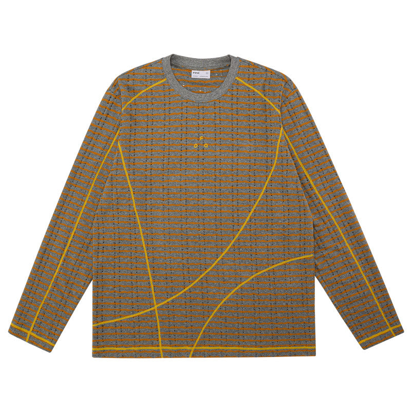 FPA Color-Block Striped Long-Sleeve Tee with Distressed Details - 2026 New Spring/Autumn Round Neck Chinese Streetwear Style