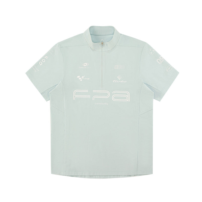 FPA Racing Cycling Half-Zip Short Sleeve T-Shirt – Breathable Quick-Dry Outdoor Summer Print Fitted Couple Tee for Men