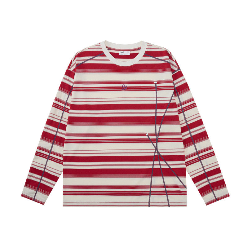 FPA Color-Block Striped Long-Sleeve Tee, Early Autumn 2026 New Arrival, Crew Neck Couple Style, Premium Heavyweight Casual T-Shirt