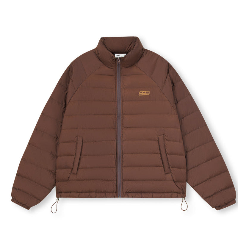 FPA Cocoon Lightweight Short Down Jacket for Autumn/Winter, Couple Loose Stand Collar Warm Chinese Streetwear Trend Down Coat