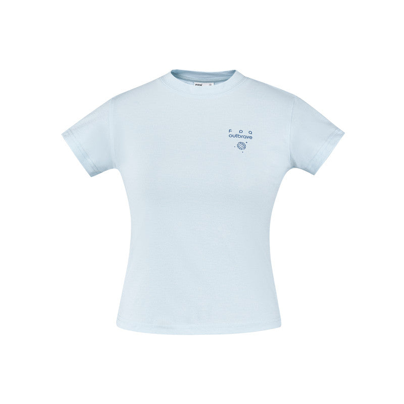FPA Women's Quick-Dry Breathable Wrinkle-Resistant Track Print Slim Fit Short-Sleeve Crew Neck Yoga T-Shirt