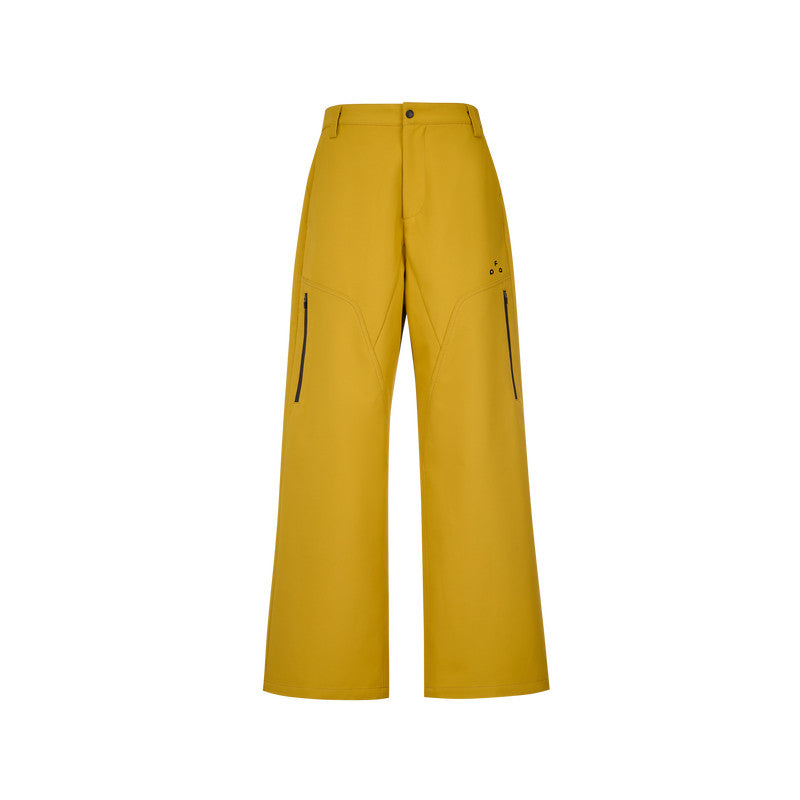 FPA Waterproof Softshell Outdoor Casual Pants – Chinese Street Style Loose Straight-Leg Windproof Hiking Sports Pants in Mustard Yellow