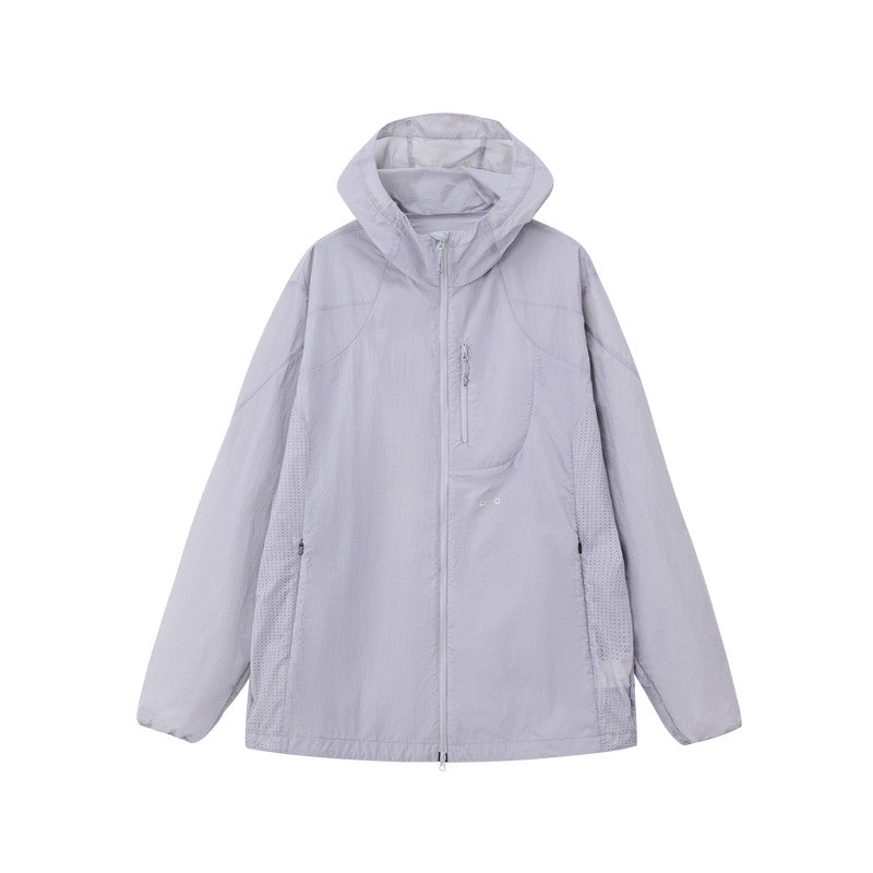 FPA Textured Chunky Grid Multi-Pocket Outdoor Lightweight Jacket - Summer Hooded Sun Protection Coat