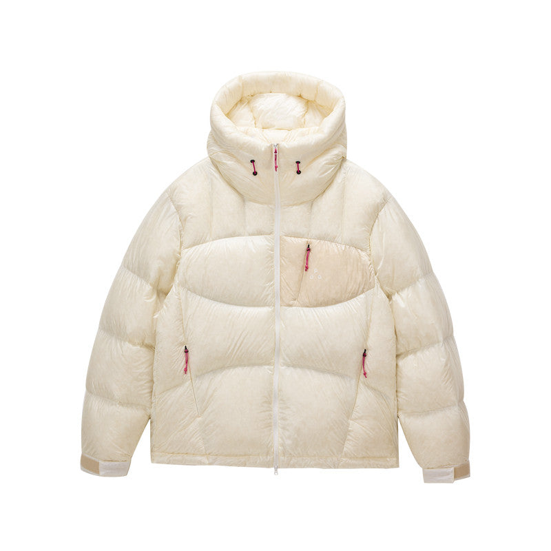 FPA 800FP 95% White Duck Down Contrast Pocket Hooded Down Jacket Winter Sports Couple Style Down Coat