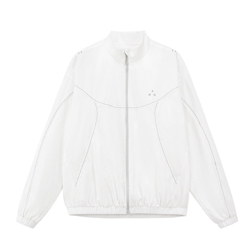 FPA Cotton-Nylon Contrast Stitch Stand Collar Casual Jacket 2026 New Autumn Sports Zip-Up Hooded Coat for Men