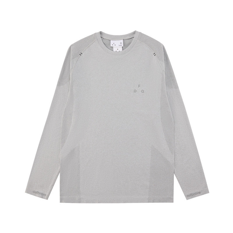 FPA Seamless Knit Texture Long-Sleeve Outdoor Sports Quick-Dry Crew Neck T-Shirt for Men