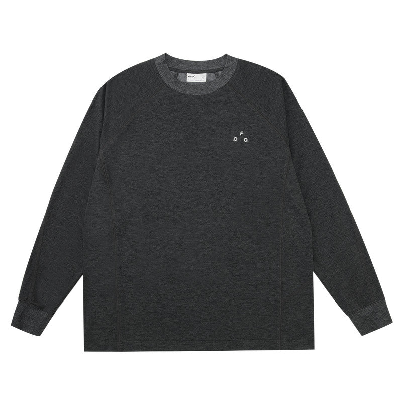 FPA Sorona Antibacterial Yarn-Dyed Logo Long-Sleeve T-Shirt - Chinese Streetwear Casual Loose Round Neck Couple Tee