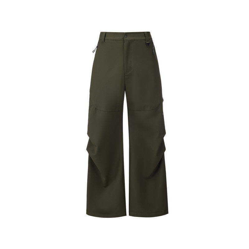 FPA Outdoor Soft Shell Four-Way Stretch Skin-Friendly Drape Zipper Trousers - Trendy Hiking Windproof Loose Casual Pants