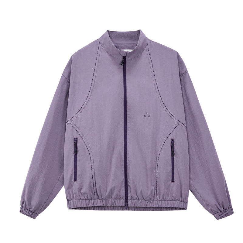 FPA Rice Grain Embroidery Casual Jacket 2026 New Style Pocket Zipper Contrast Color Couple Autumn Sports Stand Collar Coat