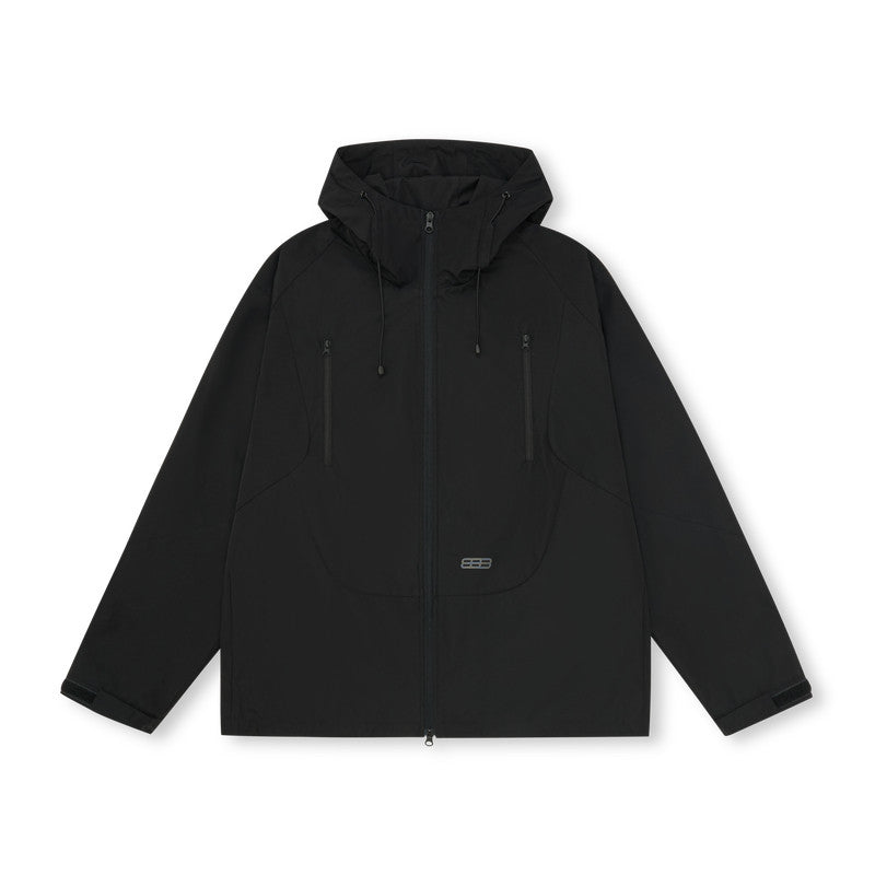 FPA Double-Zip Hooded 3D-Structured Shell Jacket for Outdoor Sports, Windproof