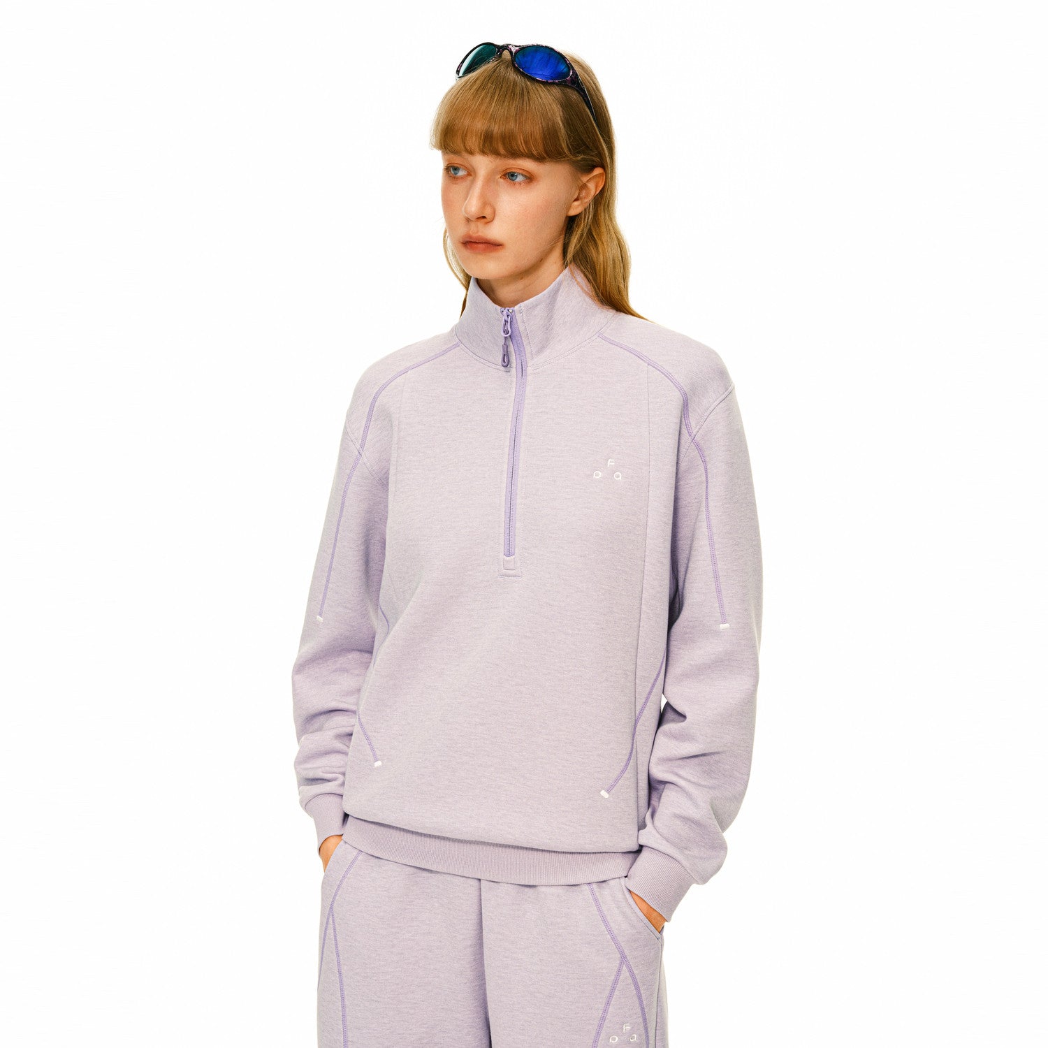 FPA Skin-Friendly Wool Heather Contrast Sweatpants Set – Spring/Fall Basic Loose Straight-Leg Lounge Pants