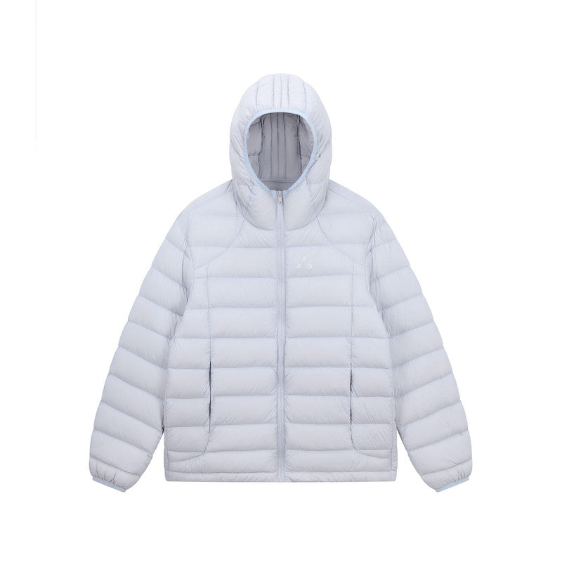 FPA Brand Triangle Logo Hooded Down Jacket - Autumn/Winter Sports Lightweight Warm Couple Ribbed Down Coat for Men