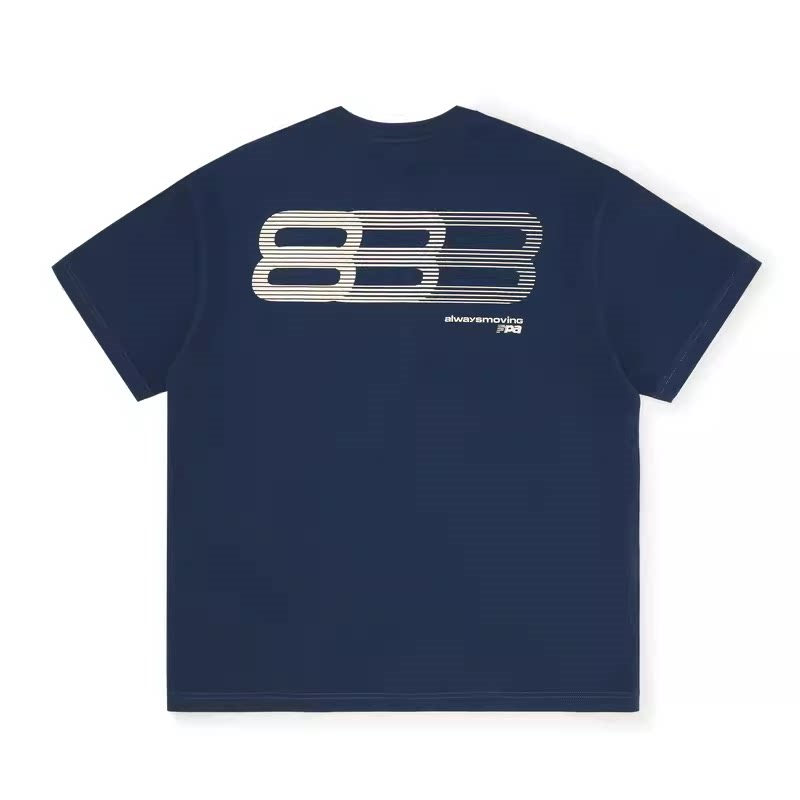FPA Gradient Track Graphic Short Sleeve T-Shirt - Chinese Streetwear Summer Crew Neck Loose Fit Pure Cotton Couple Unisex Tee for Men