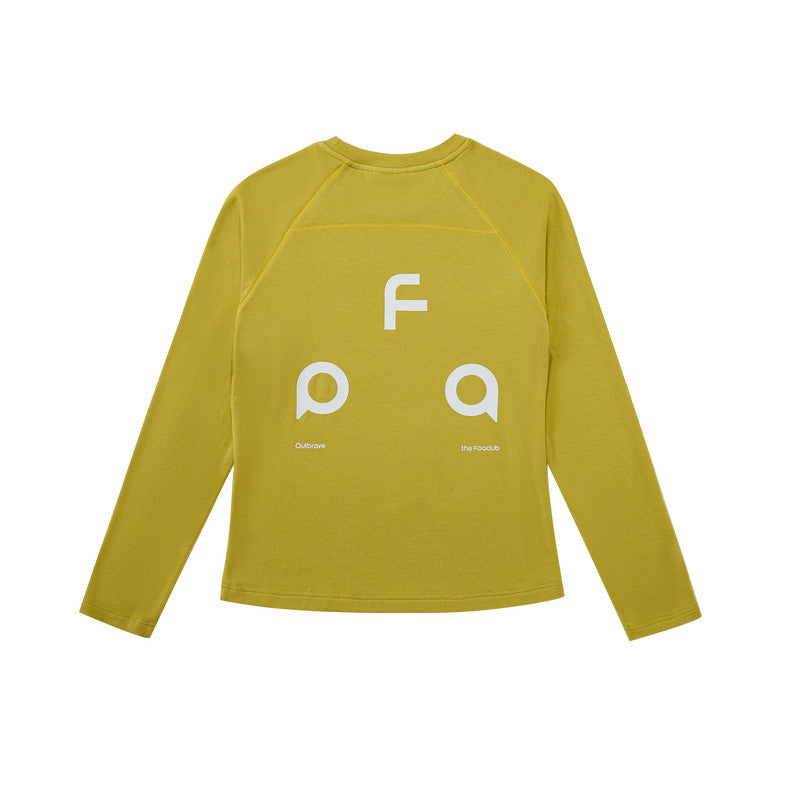FPA Hasso Structure Logo Long Sleeve T-Shirt - Chinese Streetwear Trendy Fall Round Neck Slim Fit Casual Outdoor Sports Tee for Women