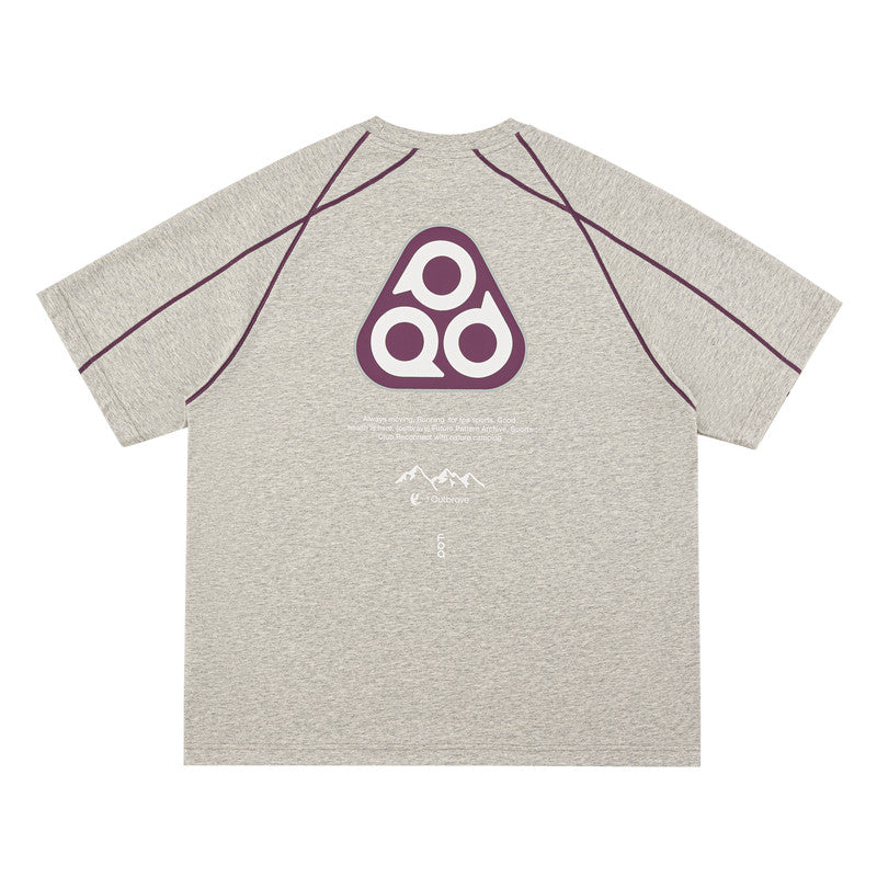 FPA Triangle Logo Contrast Color Short Sleeve T-Shirt - Summer Quick-Dry Crew Neck Unisex Outdoor Sports Tee
