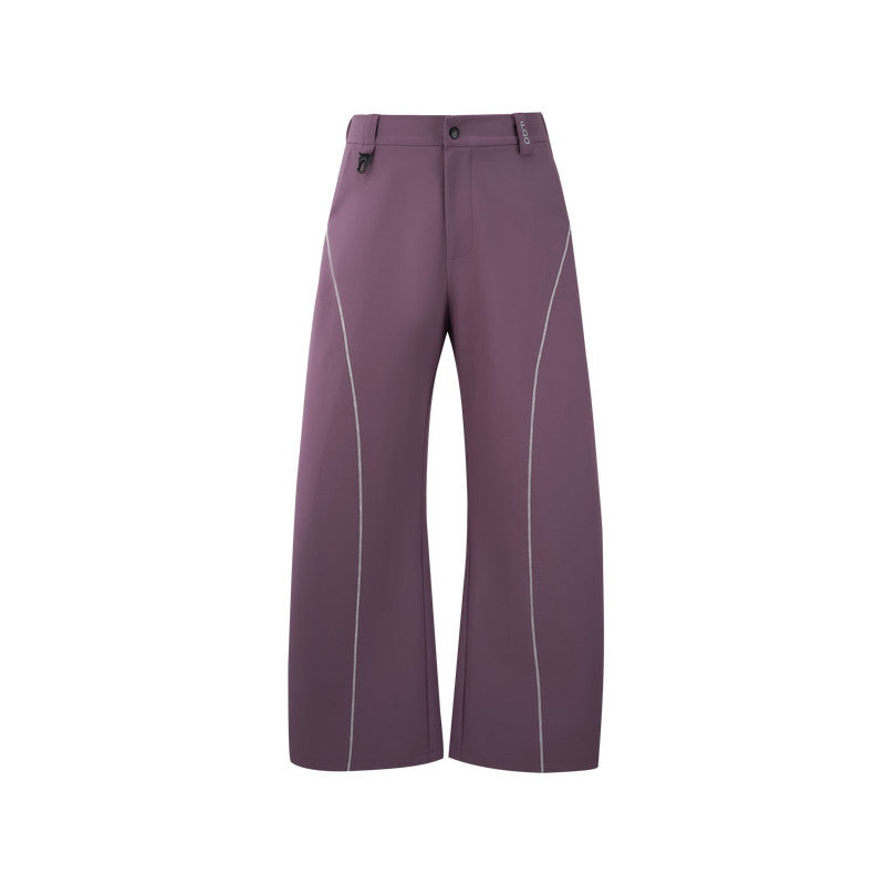 FPA Outdoor Curved-Leg Pants with Contrast Color Wide-Leg Trousers