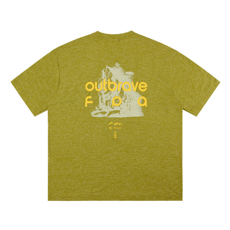 FPA Quick-Dry Breathable Mountain-Style Color-Block Print Short Sleeve Summer Sports Design Crew Neck Unisex Mid-Sleeve T-Shirt for Men