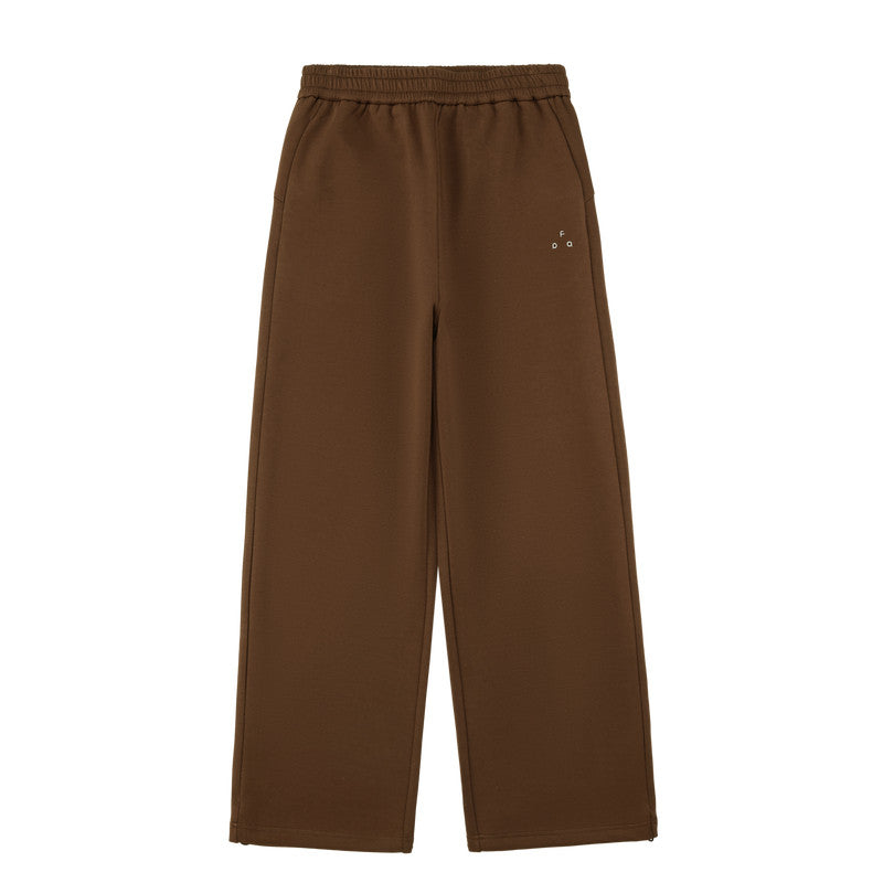 FPA Double-Sided Air Cotton Knit Wide-Leg Pants for Women - Chinese Street Style Spring/Autumn Athletic Casual Straight-Leg Pants