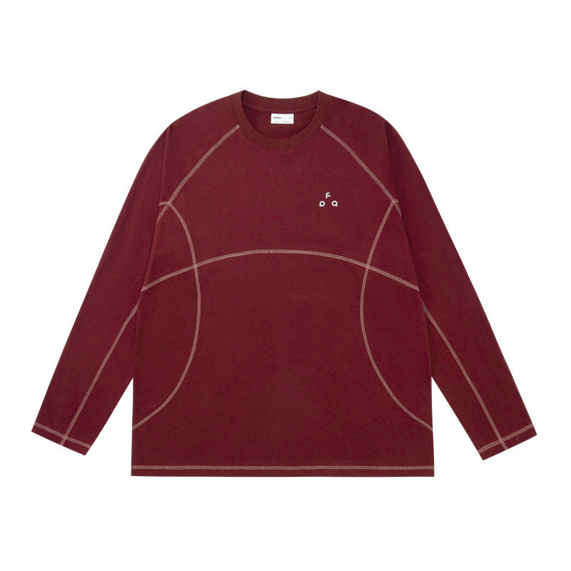 FPA Quick-Dry Long Sleeve T-Shirt, Chinese Streetwear Design, Crew Neck, Loose Fit, Unisex for Couples, Spring/Autumn