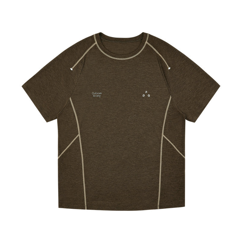 FPA Cationic Quick-Dry Antibacterial Sports Short Sleeve T-Shirt with Hasso Line, Minimalist Design Outdoor Summer Crew Neck Tee for Men