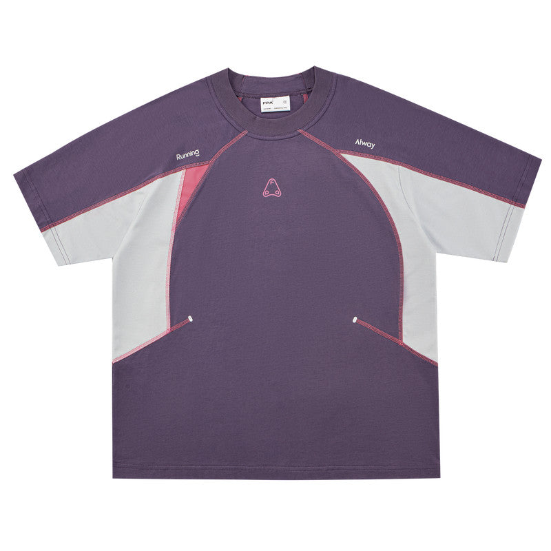 FPA 7A Antibacterial Quick-Dry Contrast Stitch Short Sleeve Outdoor Sports Cool Summer Round Neck Couple T-Shirt for Men