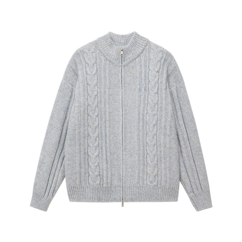 FPA Loose-Fit Chunky Yarn Zip-Up Sweater 2026 New Retro Unisex Cardigan Knit Top