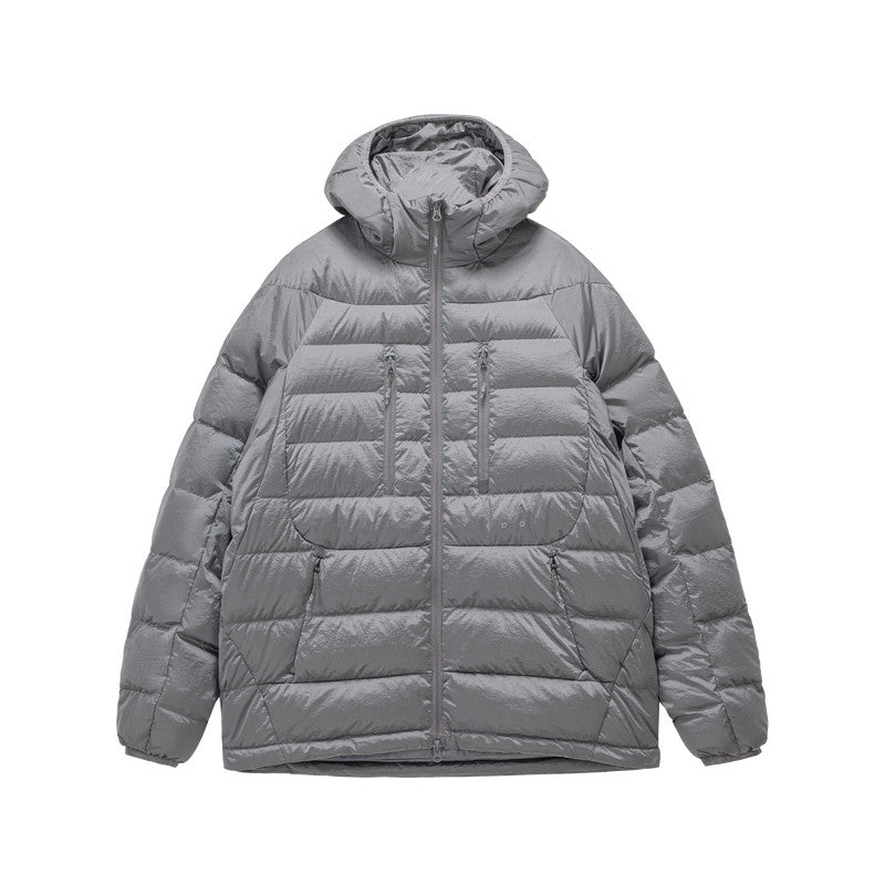 FPA Ribbed-Structure Double-Zip Lightweight Down Hooded Jacket - Winter Lightweight Premium Couple Down Coat