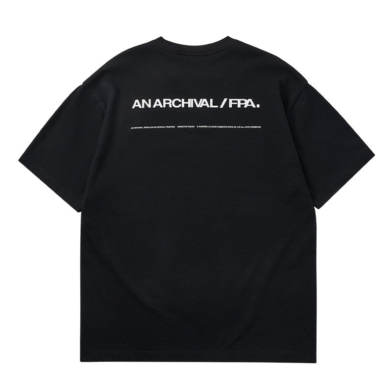 FPA Archive Basic Coffee Short Sleeve T-Shirt for Men - Chinese Streetwear, Summer Loose Fit, American Style, Minimalist, Versatile