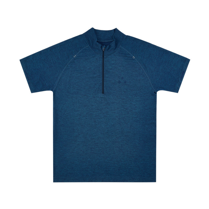 FPA Athletic Seamless Half-Zip Short Sleeve T-Shirt for Summer Outdoor Fitness and Running, Basic Premium Fit Men's Tee
