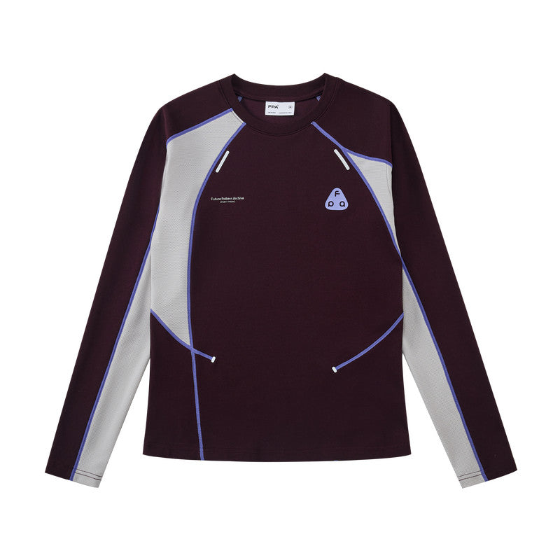 FPA Women's Long-Sleeve Color-Block Athletic T-Shirt, 2026 Fall New Arrival, National-Chic Slim Fit Crew Neck Casual Tee
